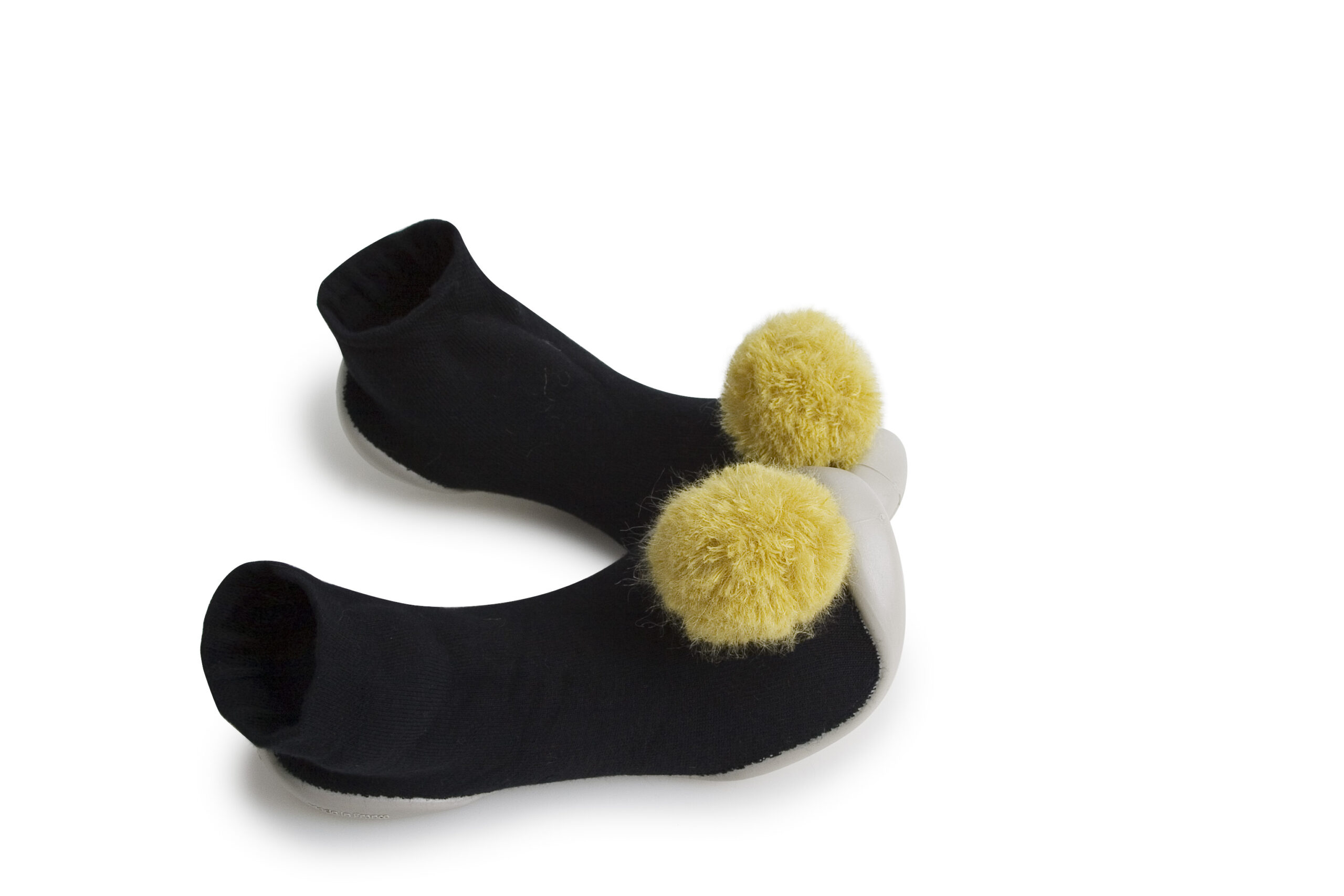 Babbucce con pompons giallo