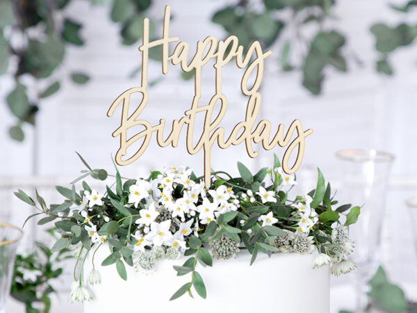 Topper in legno Happy Birthday