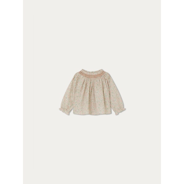 Camicetta in tessuto liberty e punto smock