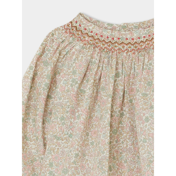 Camicetta in tessuto liberty e punto smock