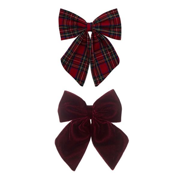 Clip con fiocchi in tartan – rosso
