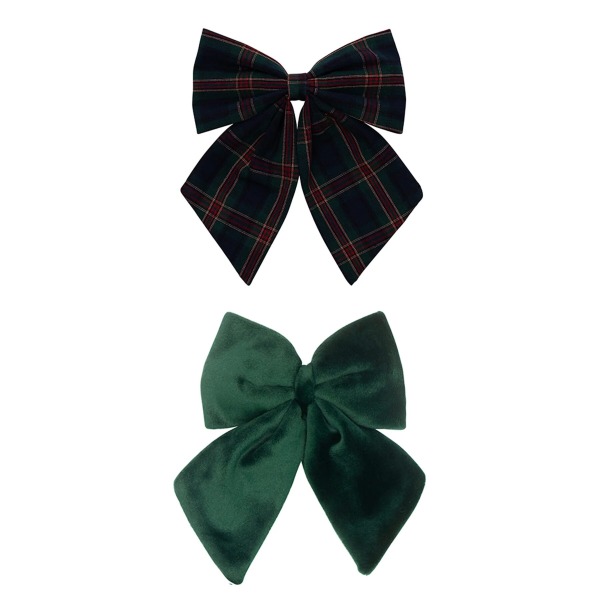 Clip con fiocchi in tartan – verde