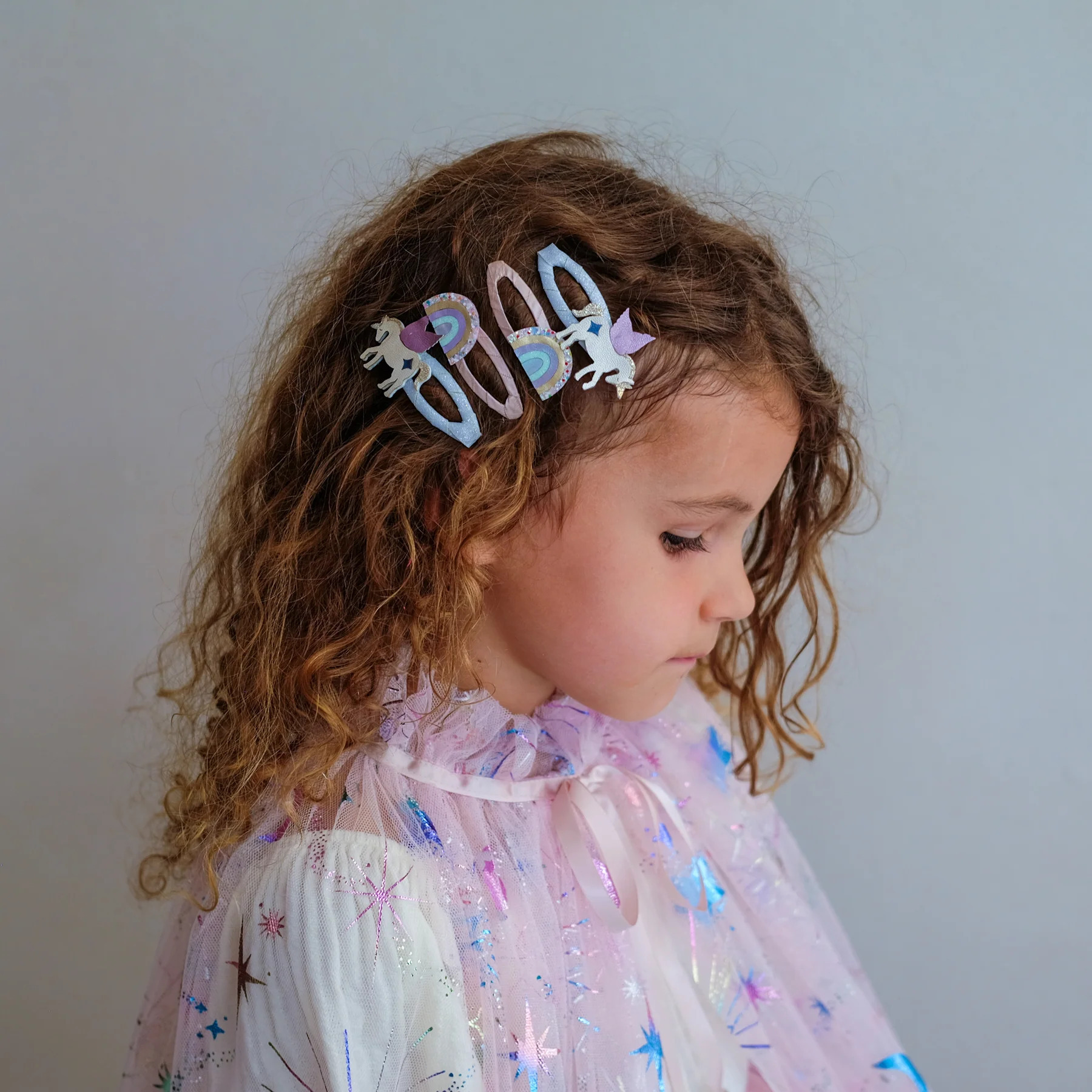 Set 4 Fermagli per Capelli Unicorni e Arcobaleni