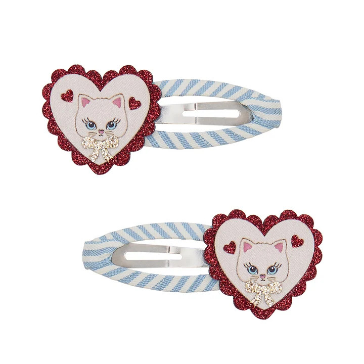 Set 2 Fermagli per Capelli Scalloped Kitty