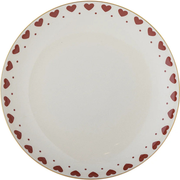 Piatto Piano Jolly con Cuori e Bordo Dorato