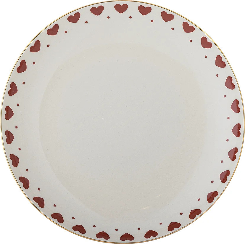 Piatto Piano Jolly con Cuori e Bordo Dorato