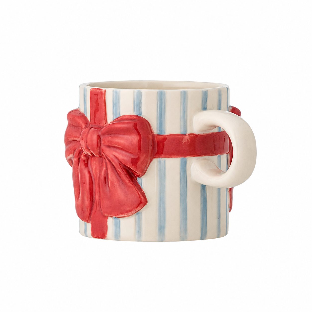 Tazza Bowie a Righe Blu con Fiocco Rosso