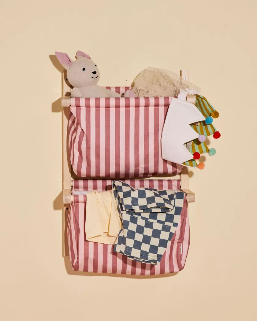 Organizer da Parete in Tessuto Stripe Clay Pink