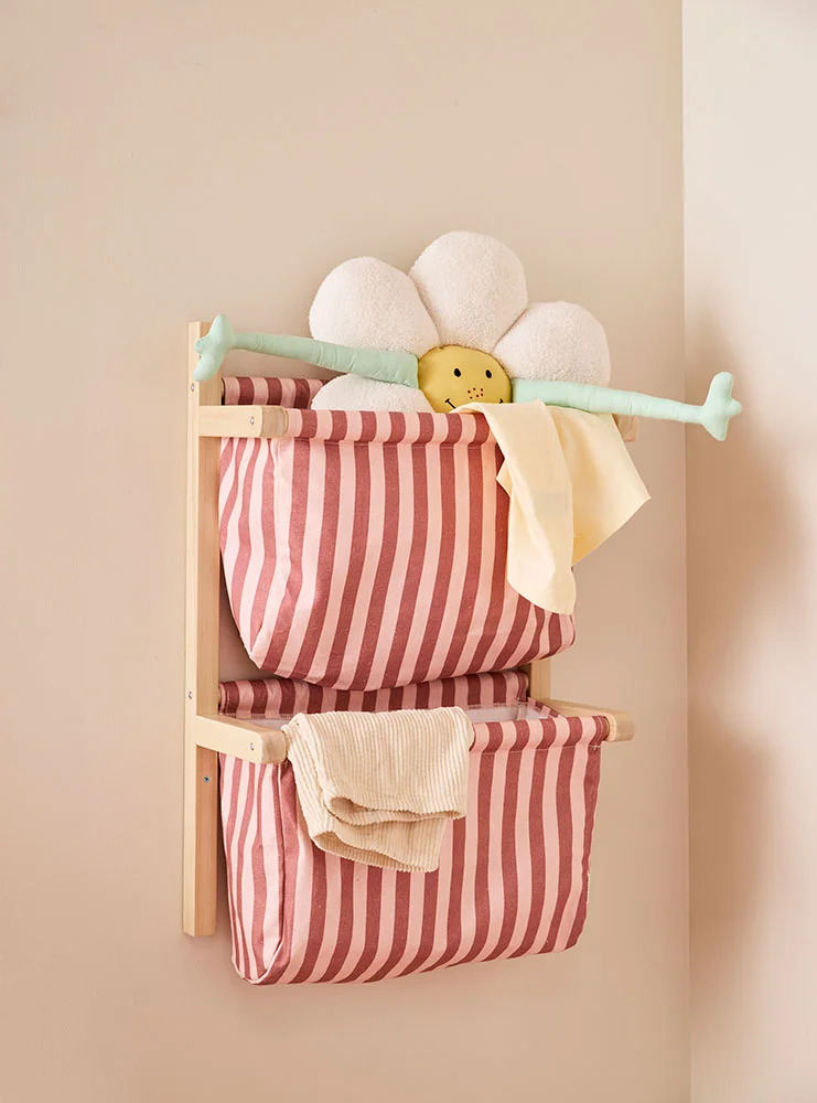 Organizer da Parete in Tessuto Stripe Clay Pink