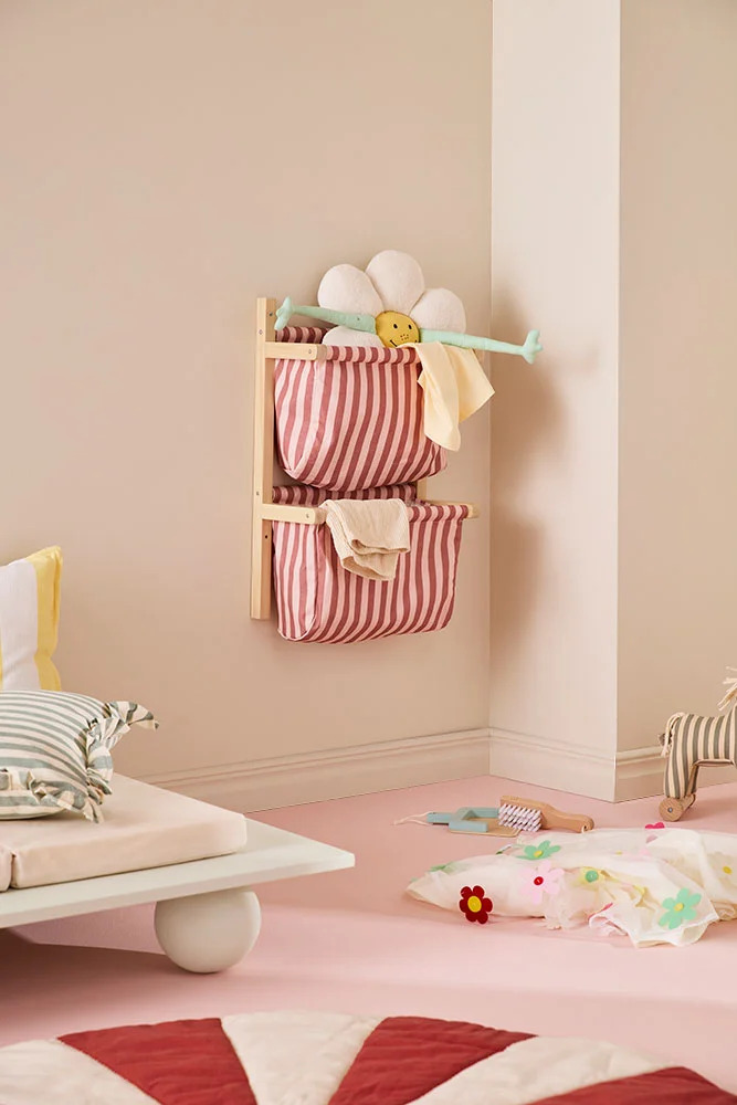 Organizer da Parete in Tessuto Stripe Clay Pink