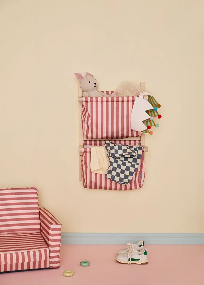 Organizer da Parete in Tessuto Stripe Clay Pink