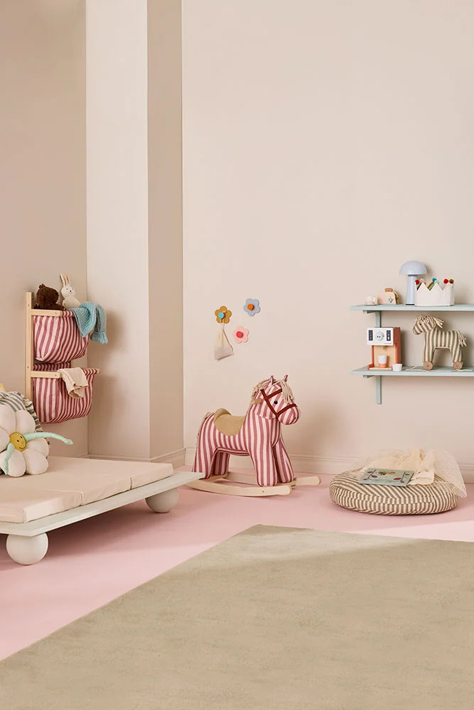 Organizer da Parete in Tessuto Stripe Clay Pink