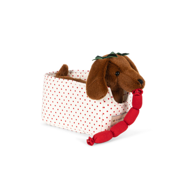 Peluche Chorizo Sausage Dog con Cestino