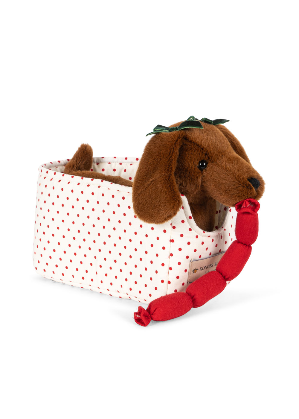 Peluche Chorizo Sausage Dog con Cestino