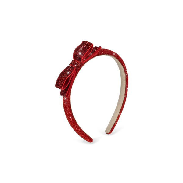 Cerchietto Velvet Bow Red Glitter