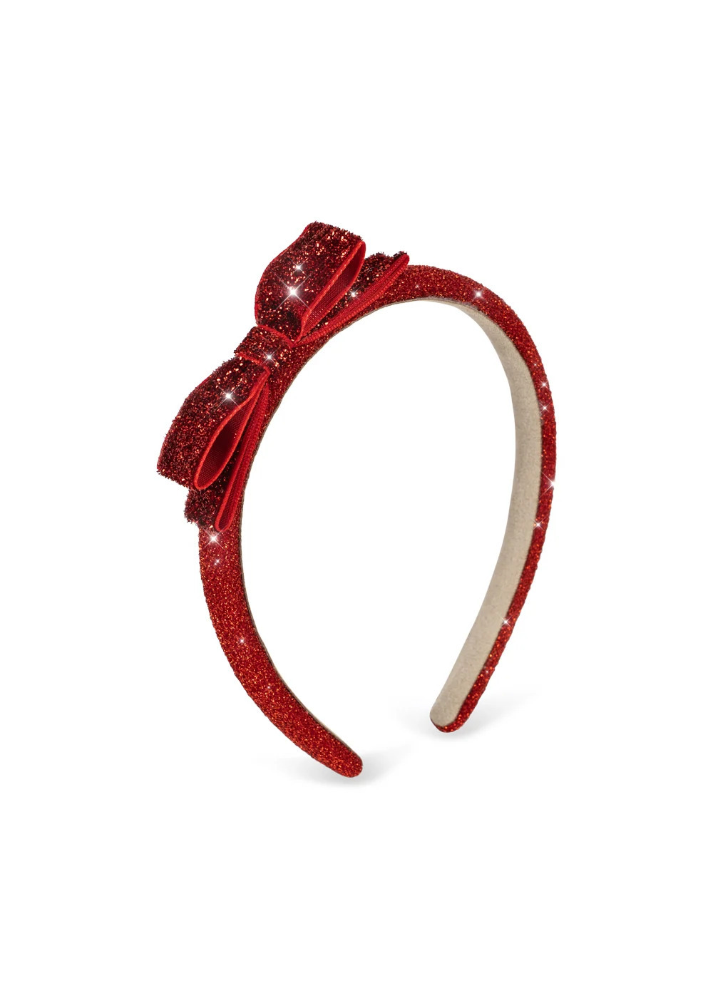 Cerchietto Velvet Bow Red Glitter
