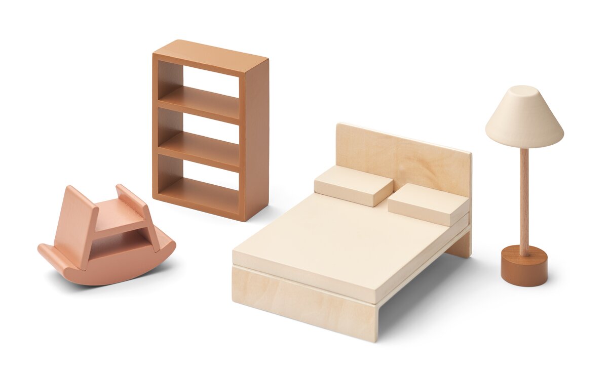 Mobili per camera in legno per casa delle bambole