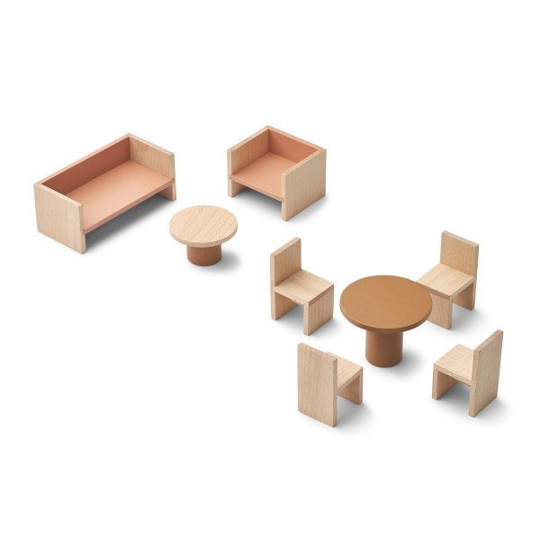 Mobili da soggiorno in legno per la casa delle bambole