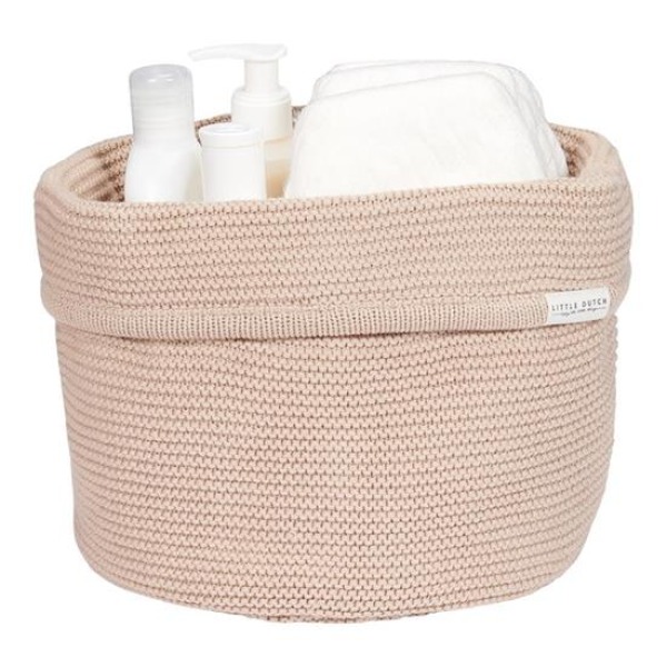 Cesto portaoggetti rotondo in maglia beige