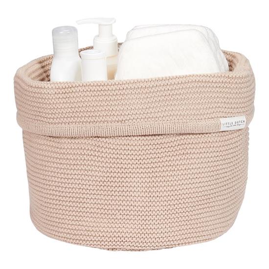 Cesto portaoggetti rotondo in maglia beige