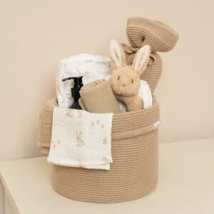 Cesto portaoggetti rotondo in maglia beige