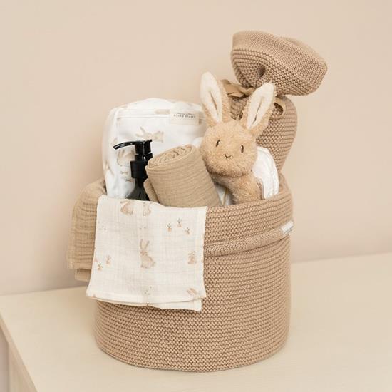 Cesto portaoggetti rotondo in maglia beige