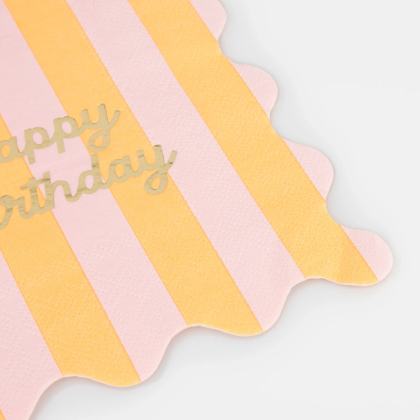 Tovaglioli piccoli Buon compleaanno a righe