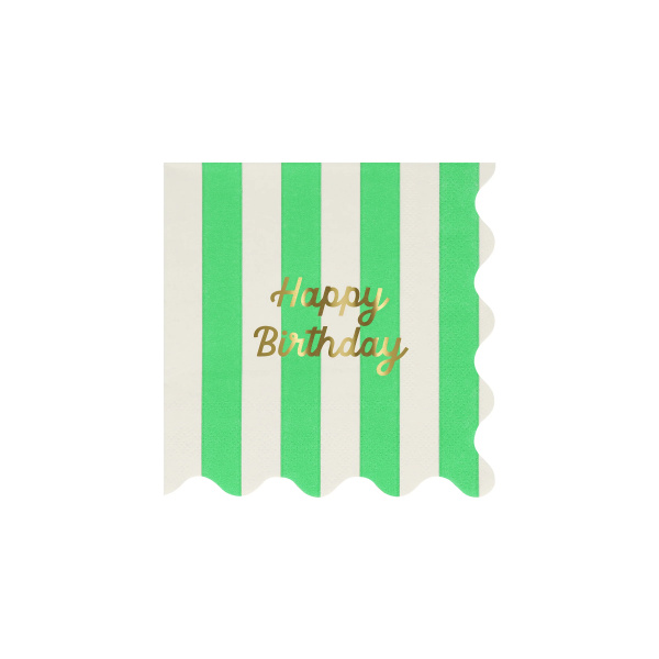 Tovaglioli piccoli Buon compleaanno a righe
