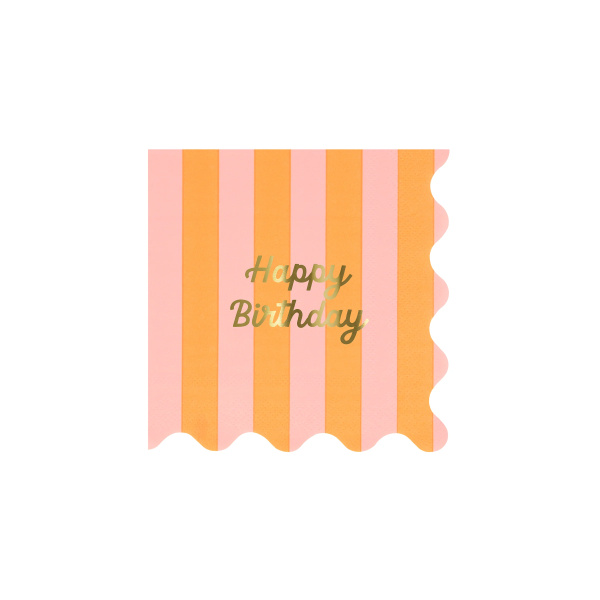 Tovaglioli piccoli Buon compleaanno a righe