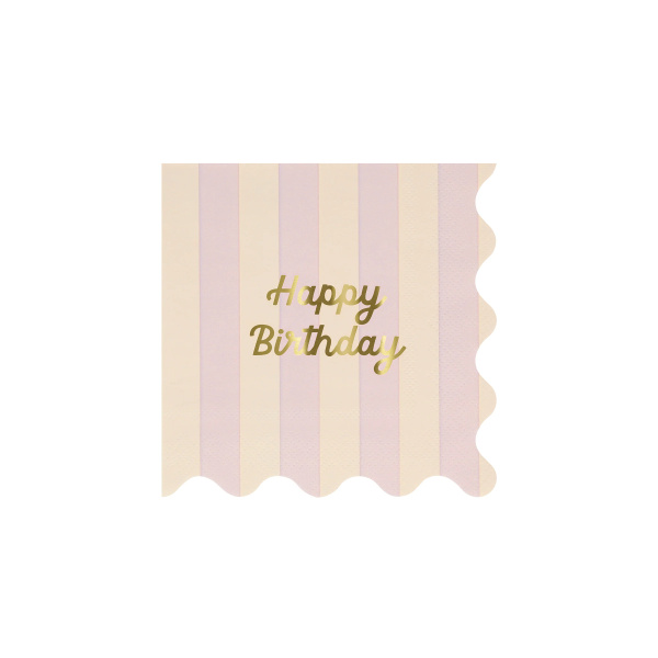 Tovaglioli piccoli Buon compleaanno a righe