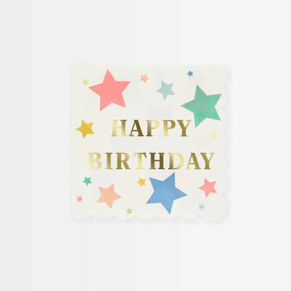 Tovaglioli Happy Birthday Stars Small