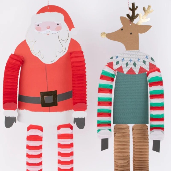 Decorazione Babbo Natale e Renna gambe lunghe