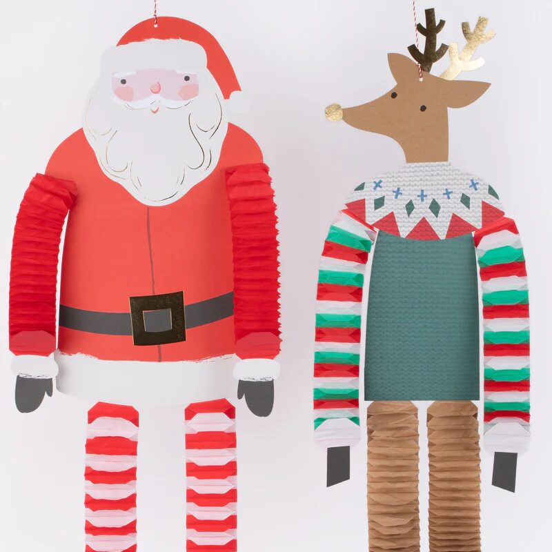 Decorazione Babbo Natale e Renna gambe lunghe