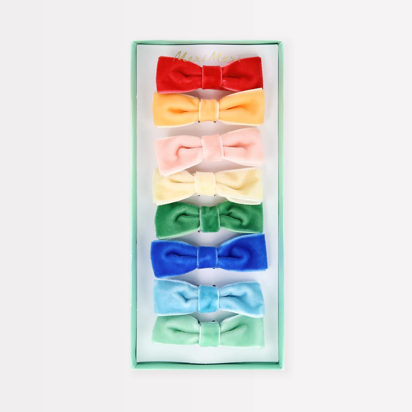 Fermagli per capelli con fiocco in velluto arcobaleno