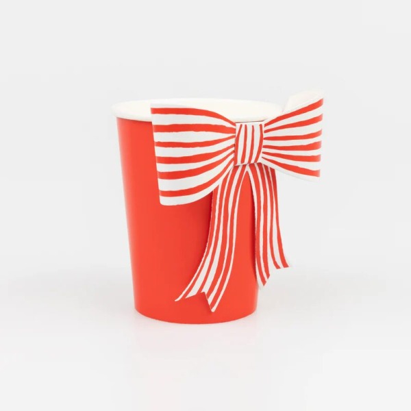 Bicchieri con fiocco a righe bianco e rosso