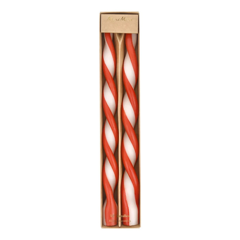 Set 2 Candele Twist a Righe Rosse