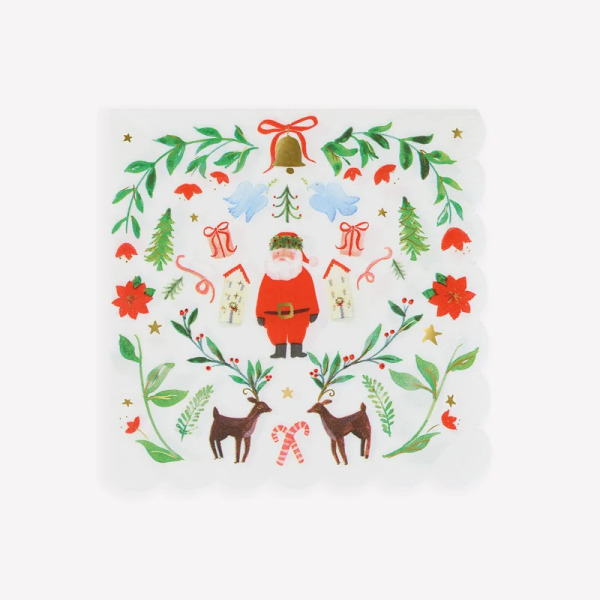Set 16 Tovaglioli Grandi Foliage Santa