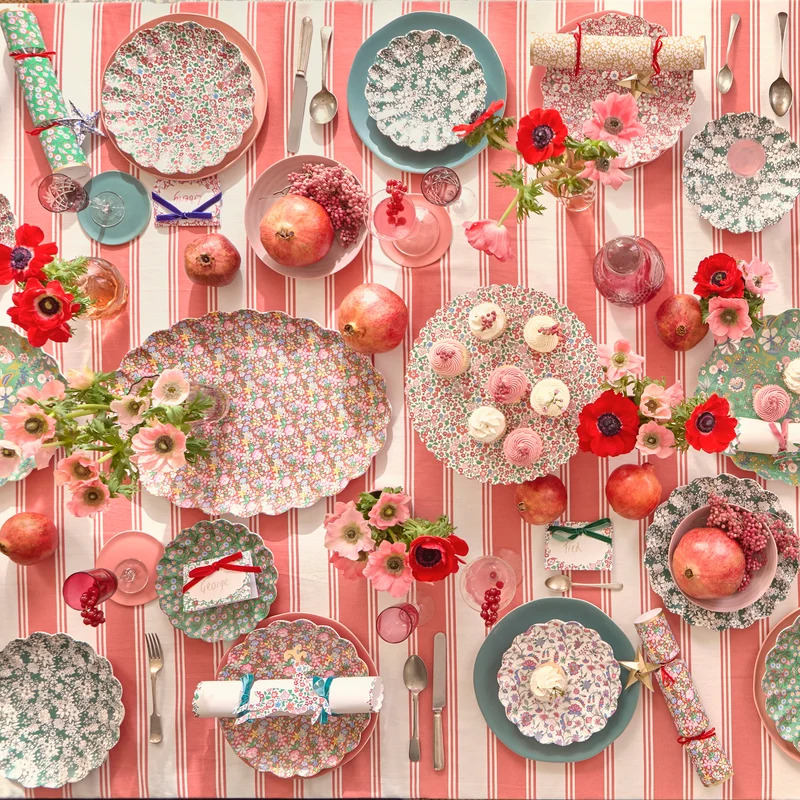 Set 6 Piatti Grandi Riutilizzabili Liberty Red & Green
