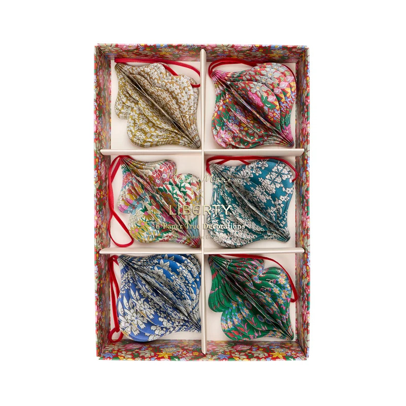 Set 6 Decorazioni Natalizie in Carta Liberty