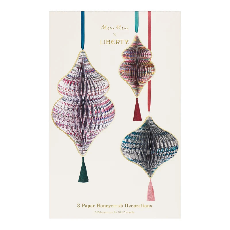 Set 3 Decorazioni Natalizie Grandi in Carta Liberty
