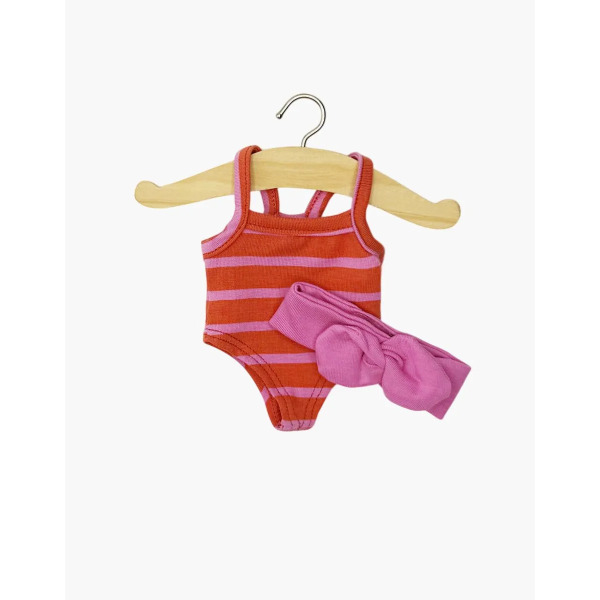 Body a Righe Rosa e Tangerine con Fascia per Mini Panchas