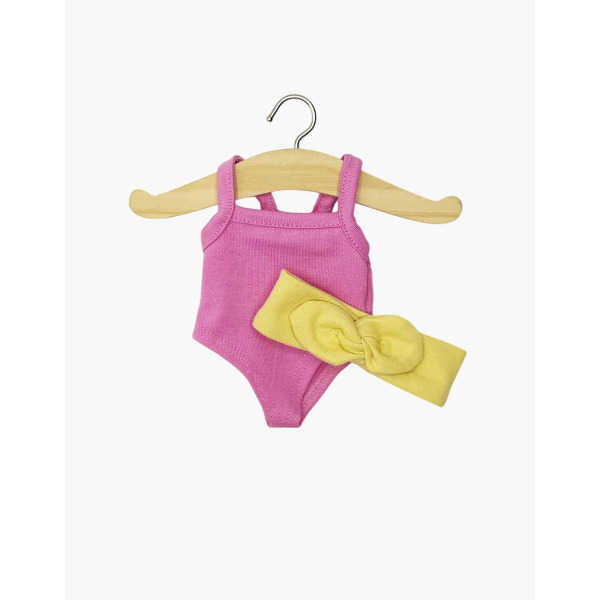 Body Rosa Bonbon con Fascia Giallo Vaniglia per Mini Panchas