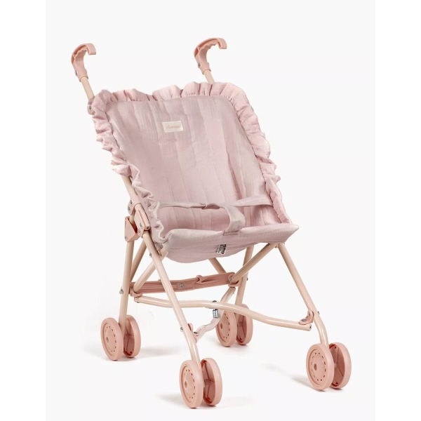 Passeggino per bambole con volant rosa