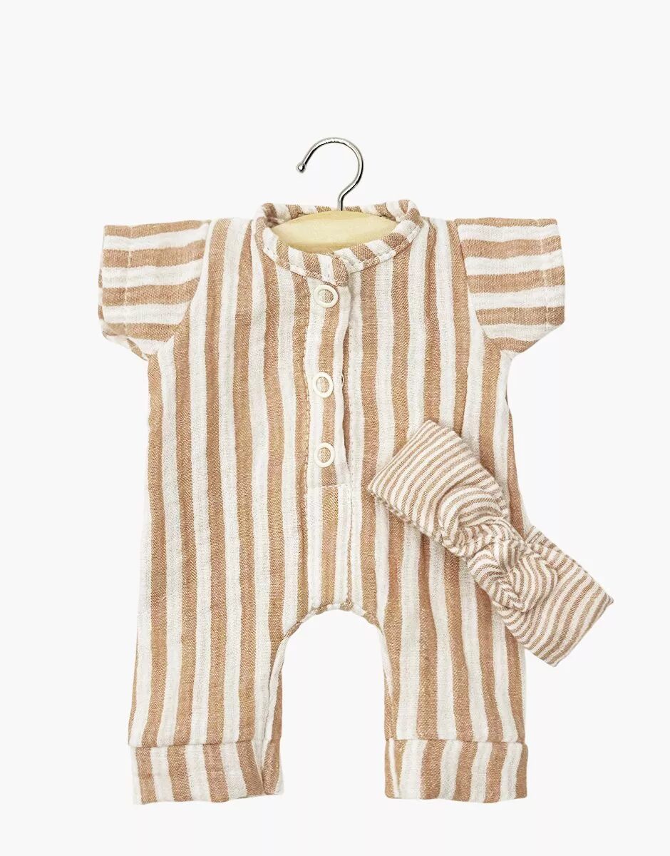 Babies – Tutina Lili con fascietta a righe beige