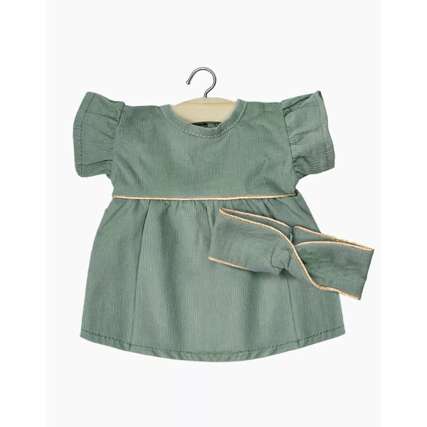 Abito Daisy con fascia verde salvia con profili in lurex