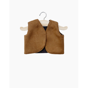 Gilet smanicato in pelle scamosciata marrone
