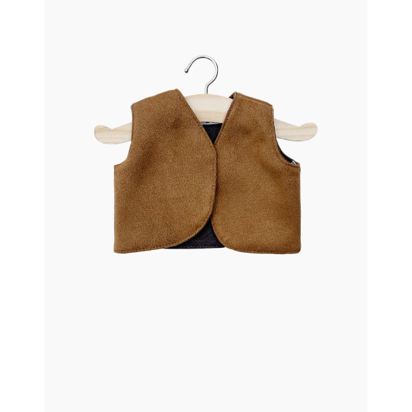 Gilet smanicato in pelle scamosciata marrone