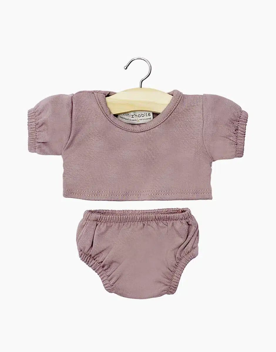 Les P’tits Basics – Completo t-shirt e slip Charlotte in jersey orchidea