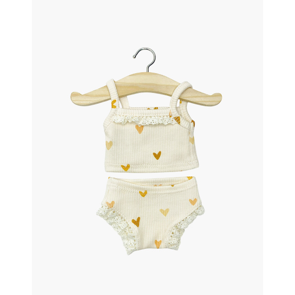Completo in cotone e pizzo Cuoricini