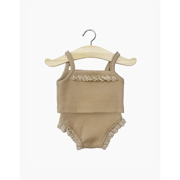 Completo in cotone e pizzo Cacao